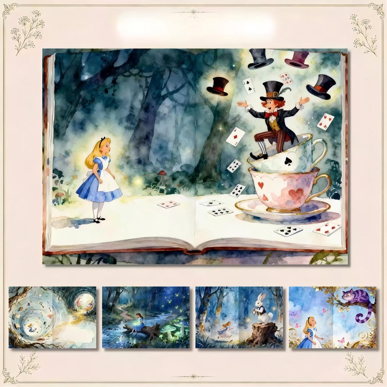 A4 size Alice in Wonderland Style paper 10 pcs