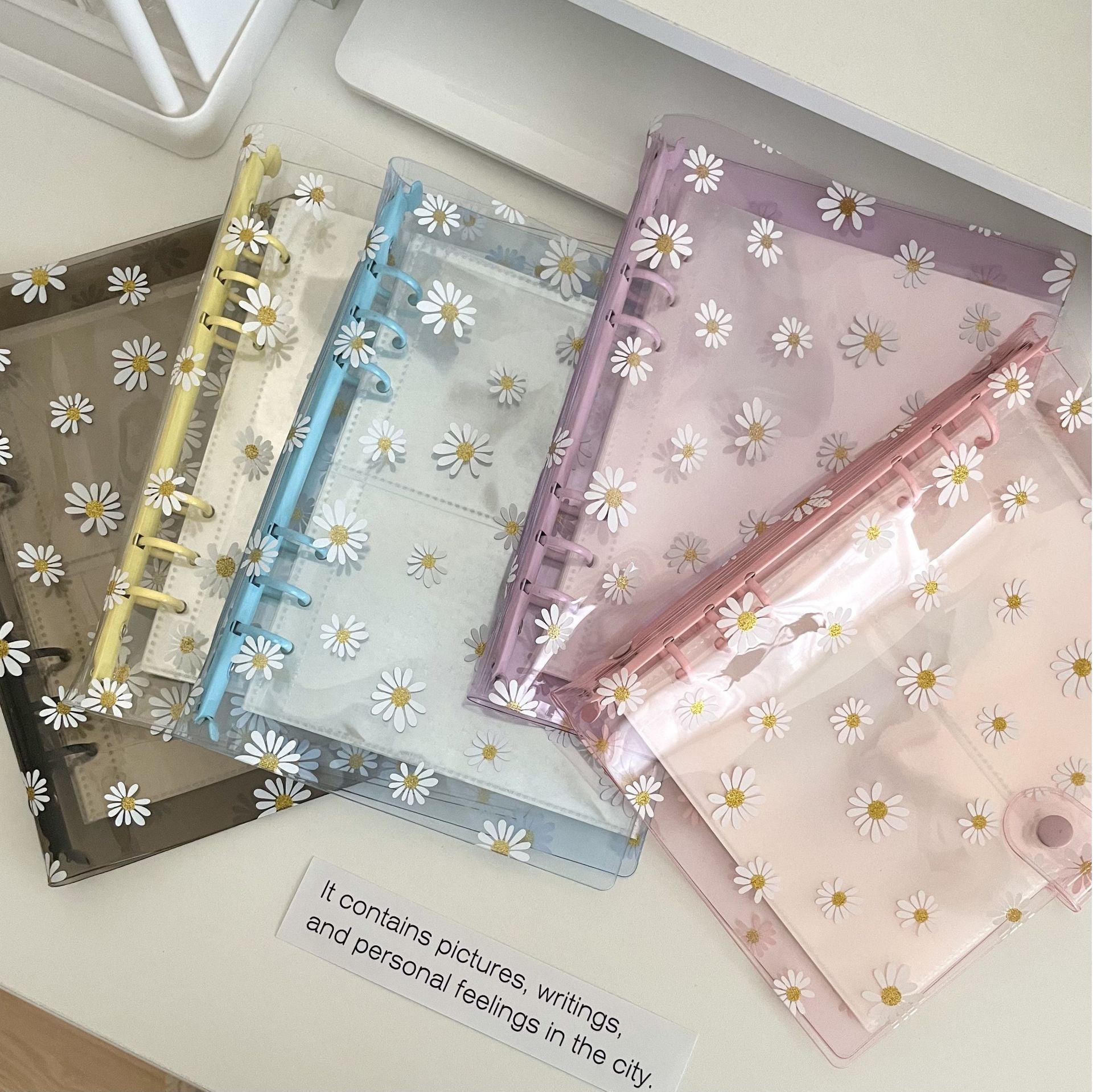 0701 A5 Daisy clear binder with button *not contain insert pages