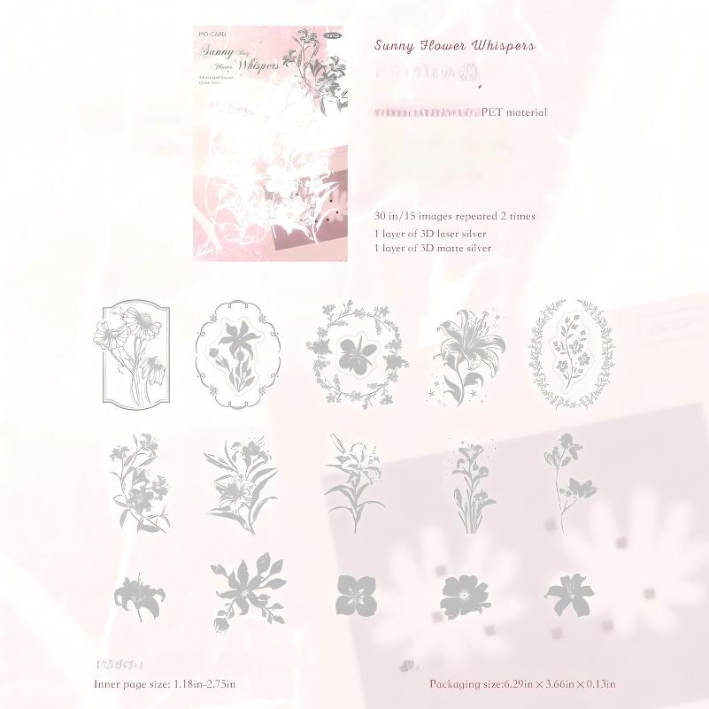 Vintage Laser Silver PET Sticker -30Pcs each pack