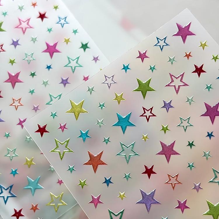 M304- Colorful Stars Mini Embossed sticker 1 Pcs