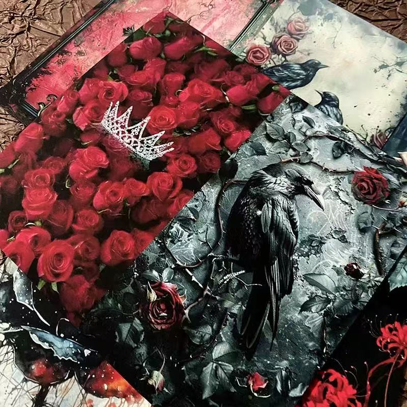 0622 A4 size Dark Rose Crow Style Paper 2 pcs