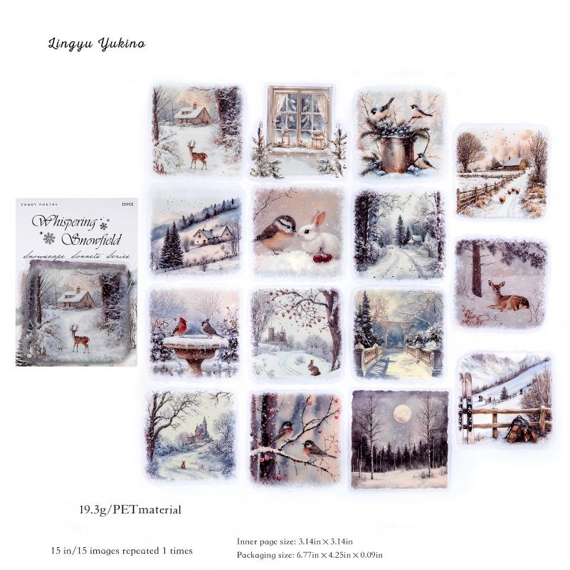 Snow scene PET sticker -15Pcs each pack