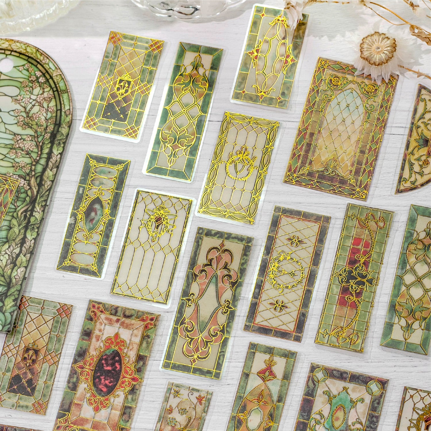Vintage Floral Tiles PET Stickers -30Pcs each pack