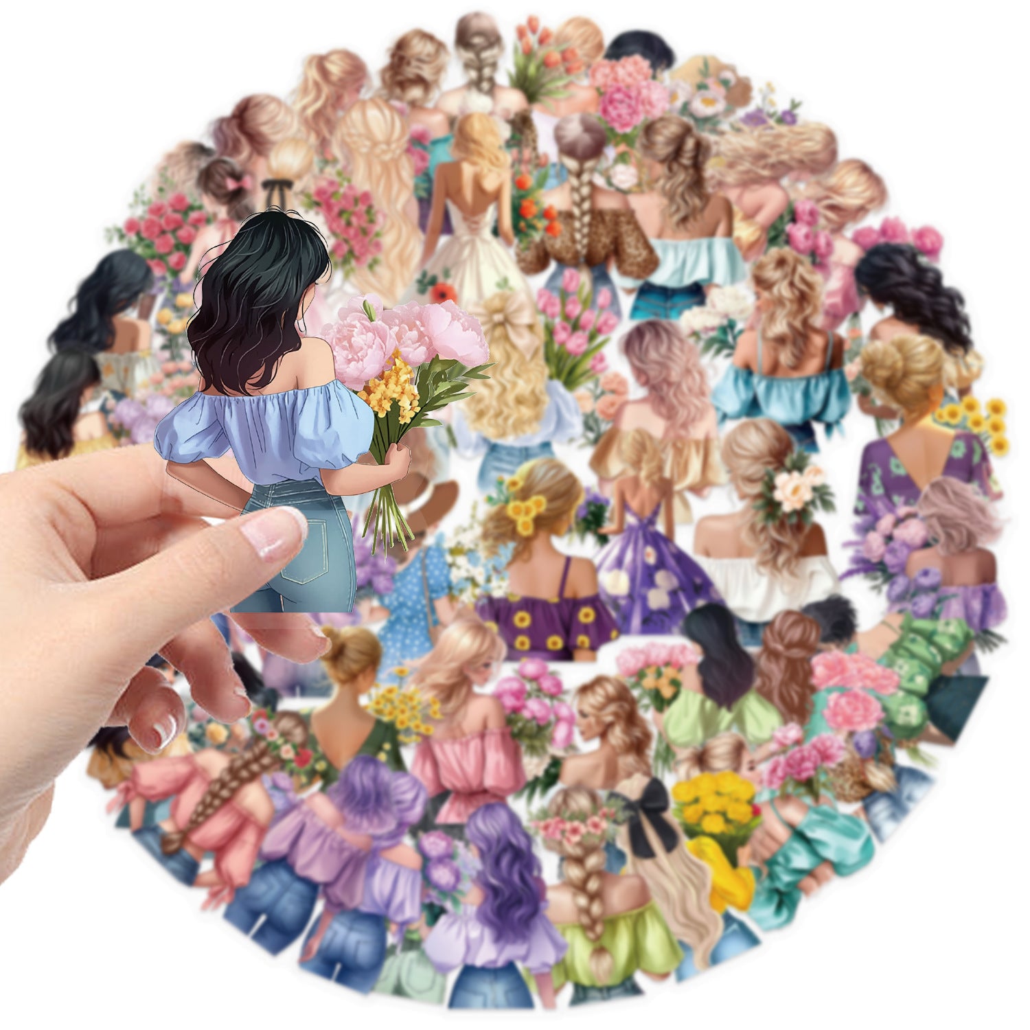 50 Flower girl PET sticker
