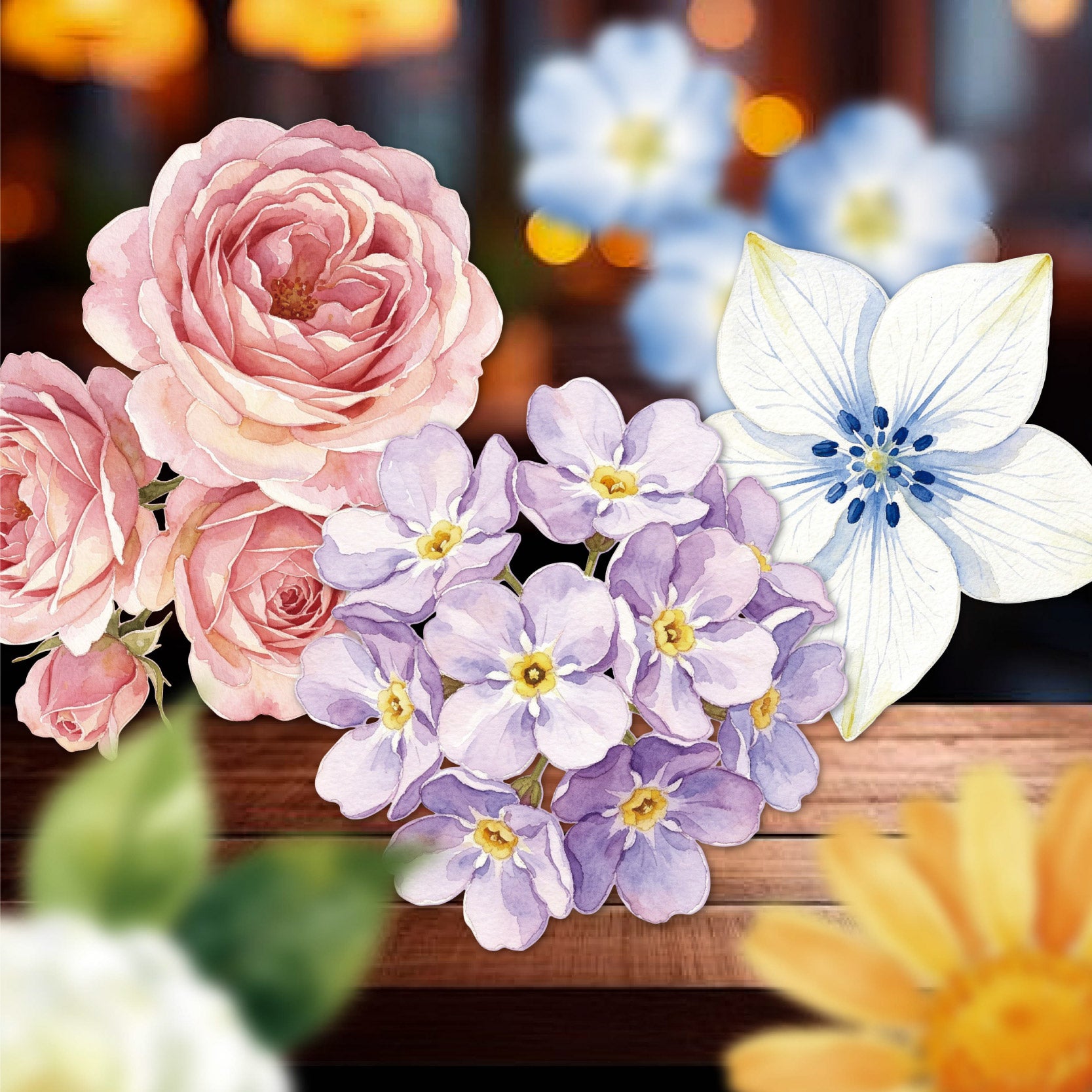 Soft Floral Cardstock Stickers -10Pcs each pack