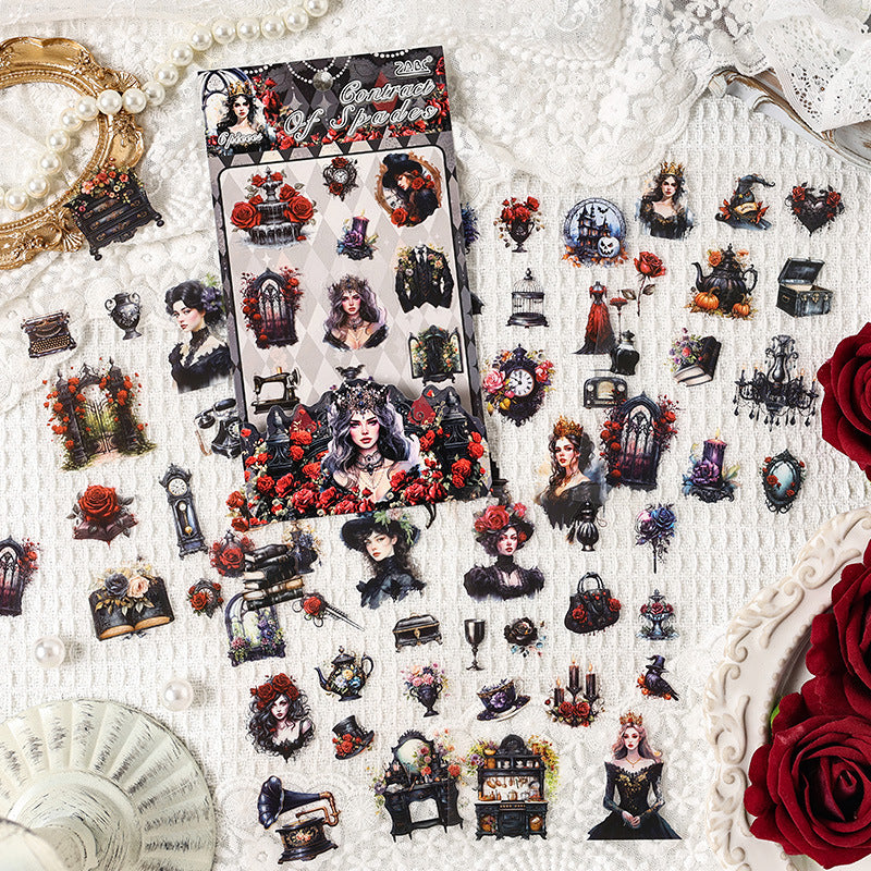 0611 Flower and girls PET precut sticker -6Pcs each pack