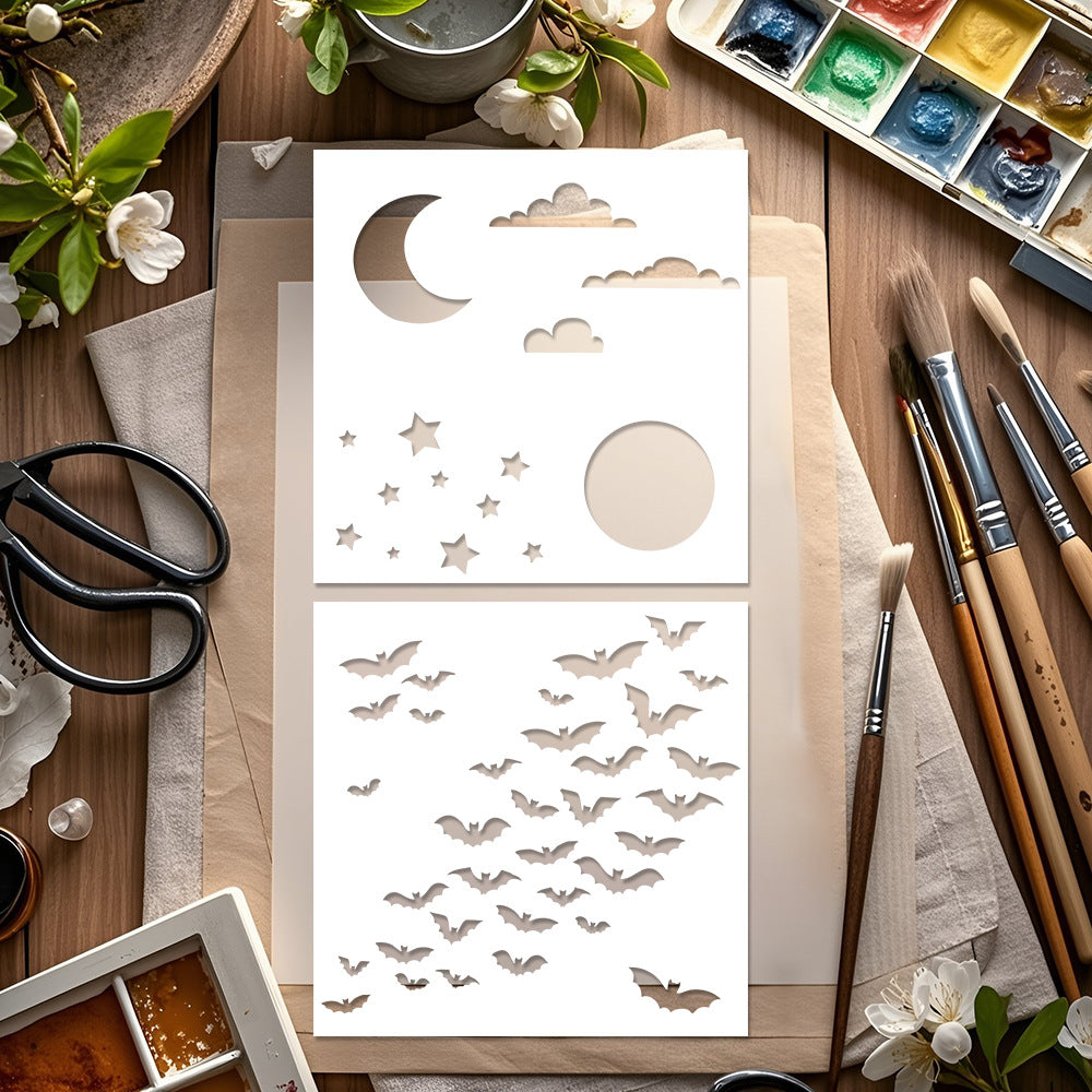 1024 Sky and Bat stencil 15.15CM*15.14CM
