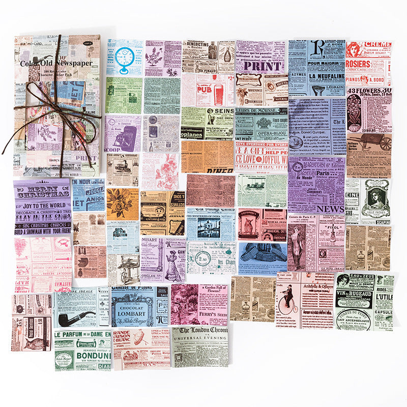 Color Old Newspaper Paper Stickers -100Pcs each pack