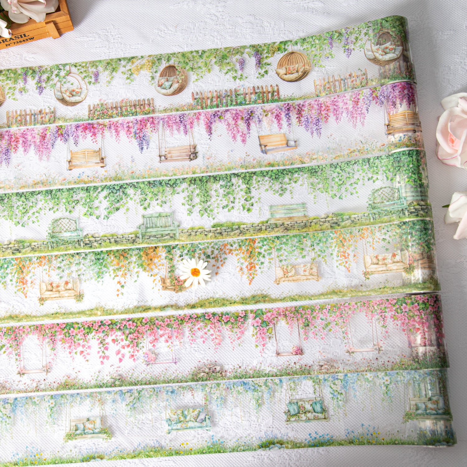 0731 Flowers and Swings PET tape -8CM*2M