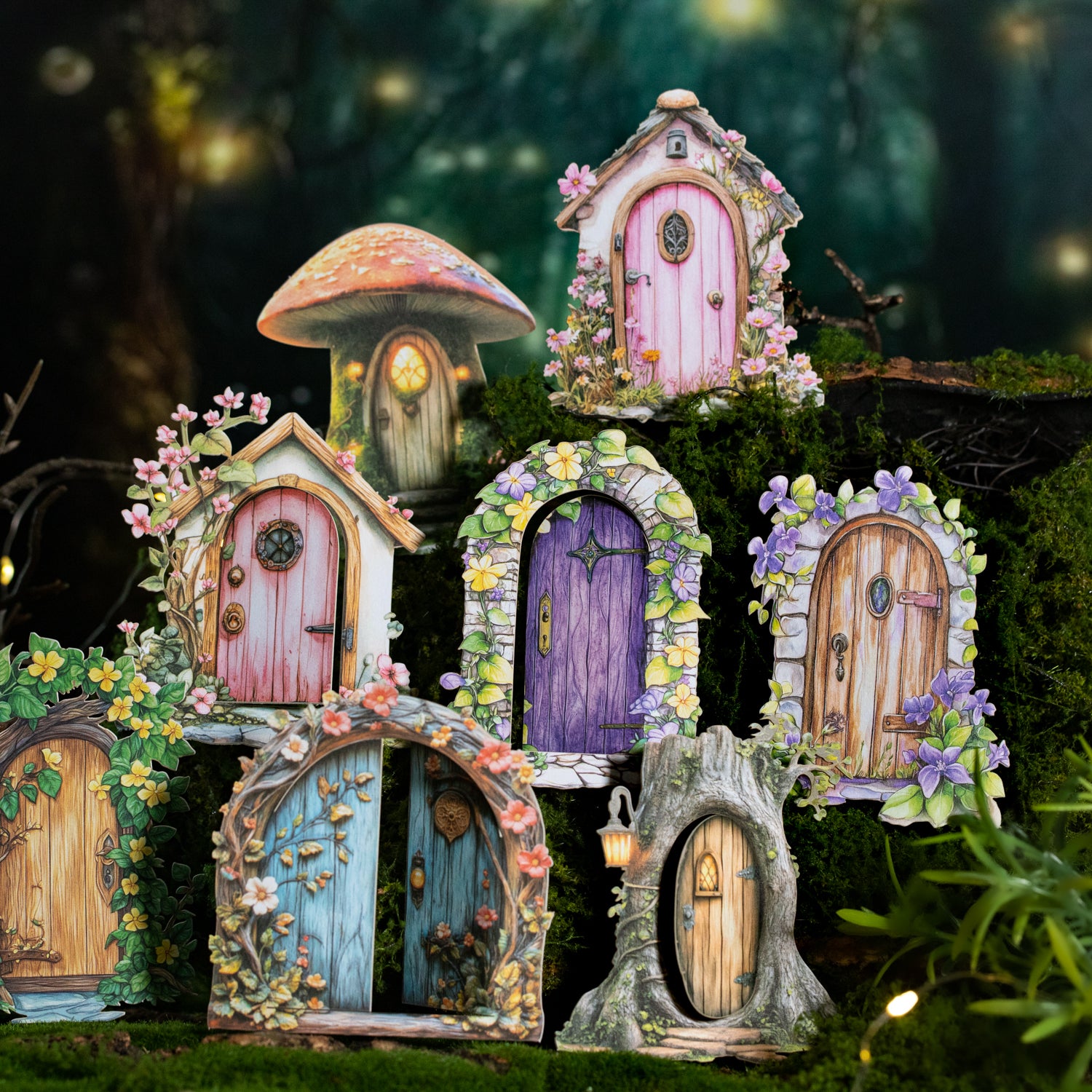 0731 Wooden door cardstock die cut Sticker -10Pcs each pack