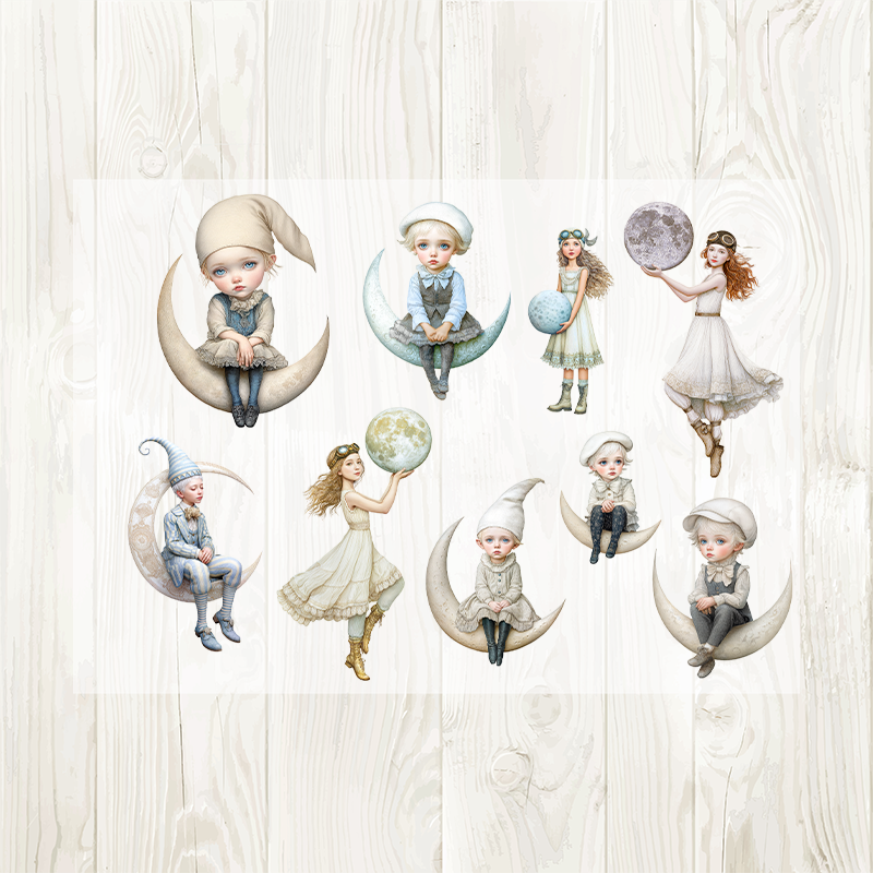 A4 Moon Doll matte PET pre-cut large sticker 1 pack 2 sheets