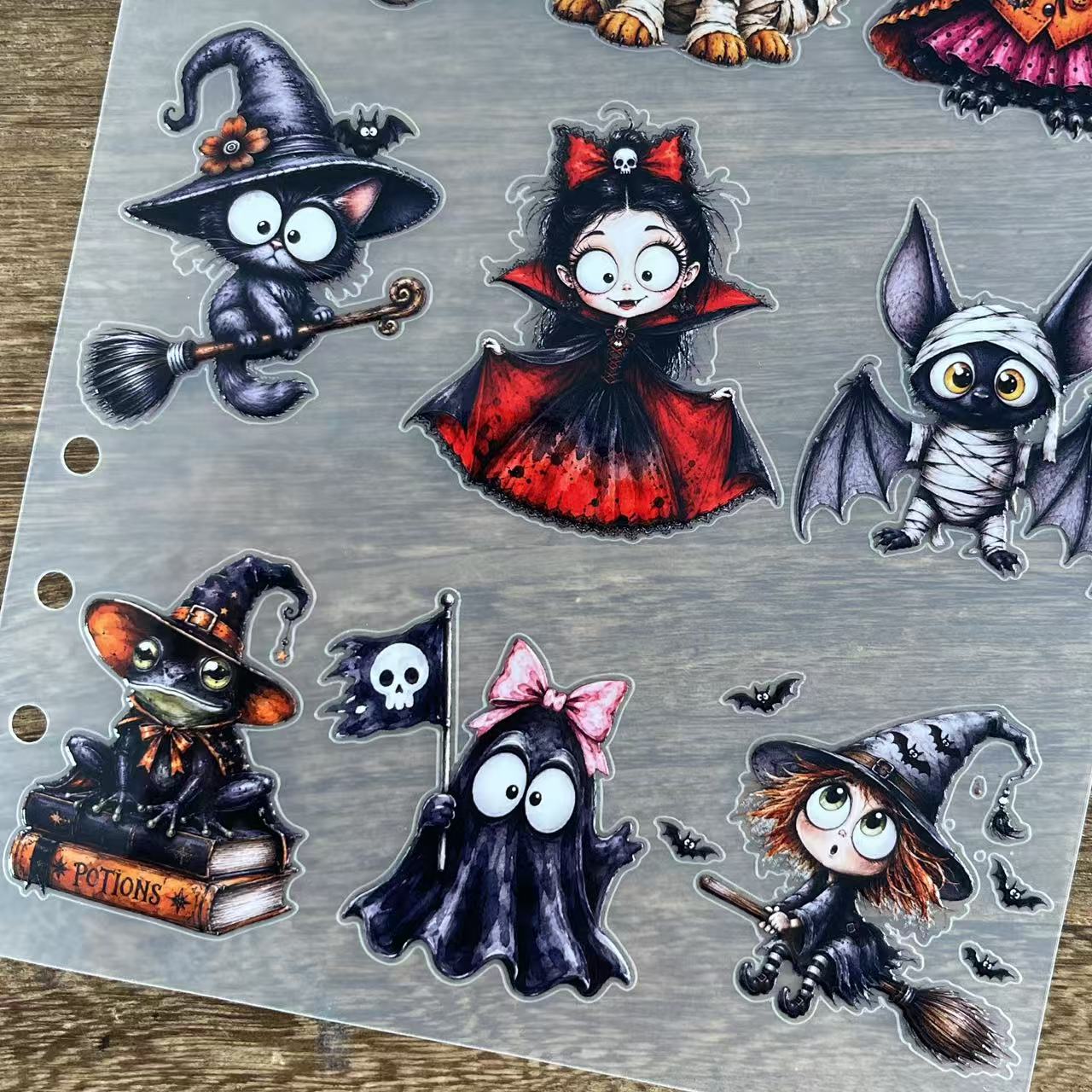 3D Dark Halloween Characters PET Sticker 1 Pcs
