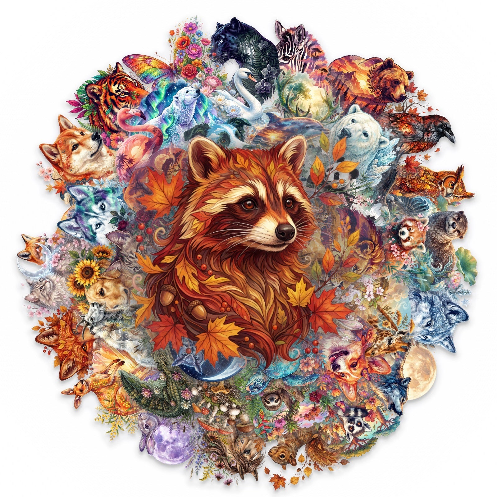 50 Flowers Animals PET Sticker