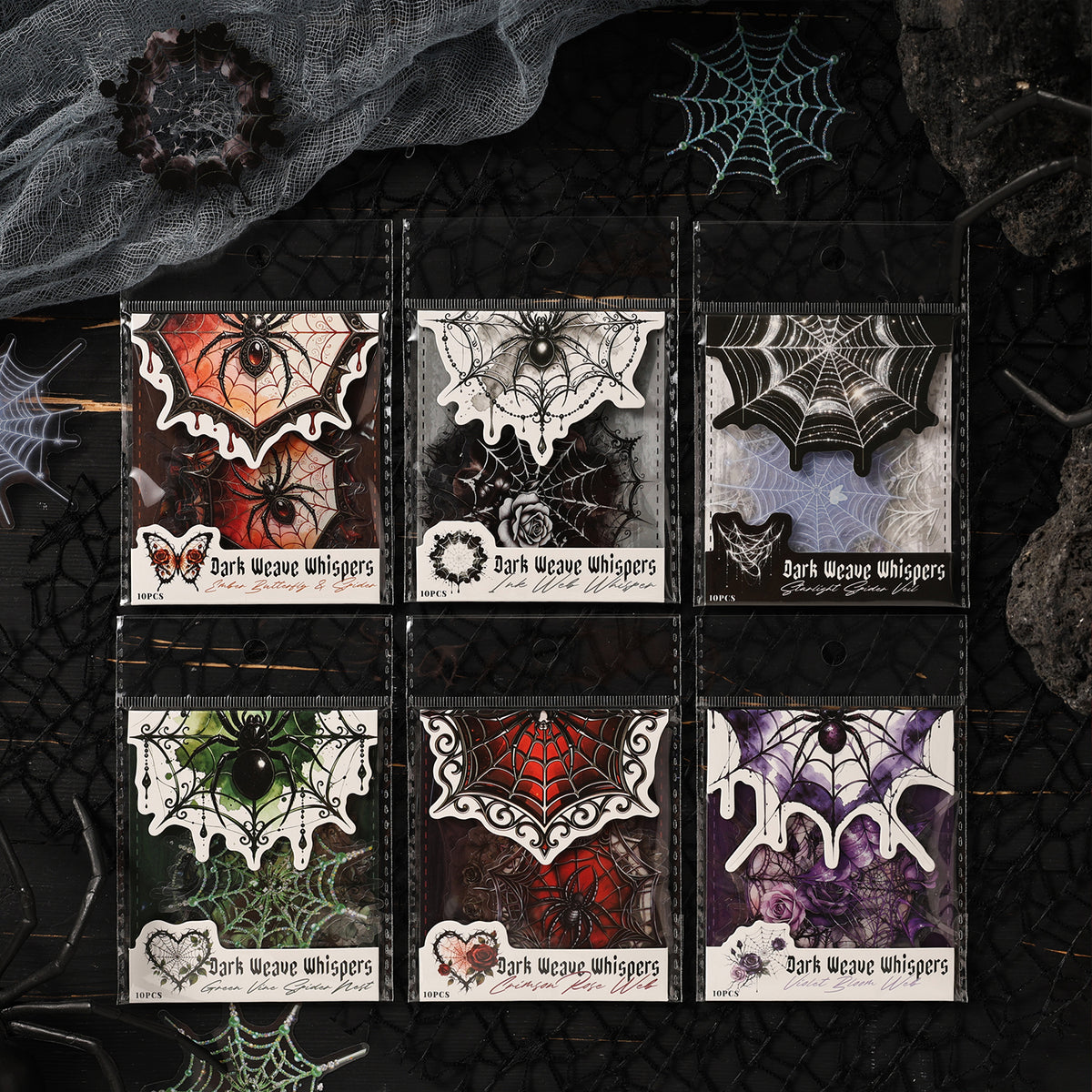 Dark Weave Whispers PET Stickers -10Pcs each pack