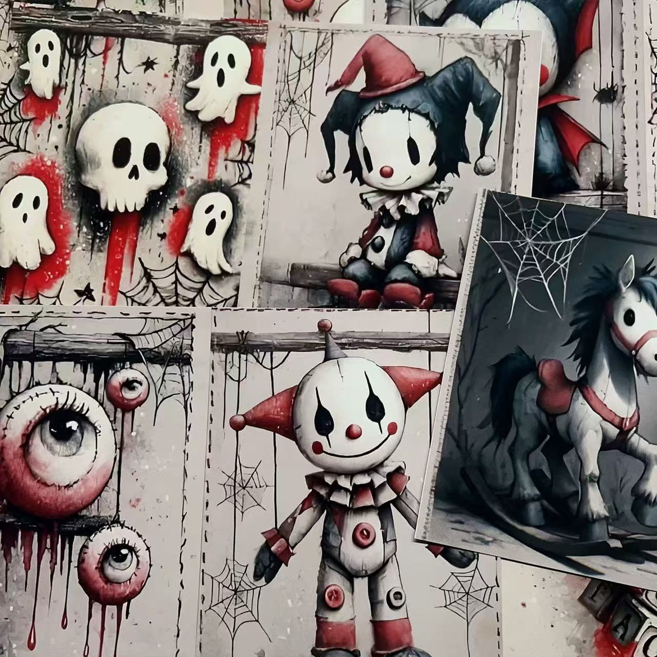 A4 size Vintage Gothic spooky Halloween Style paper 5 pcs