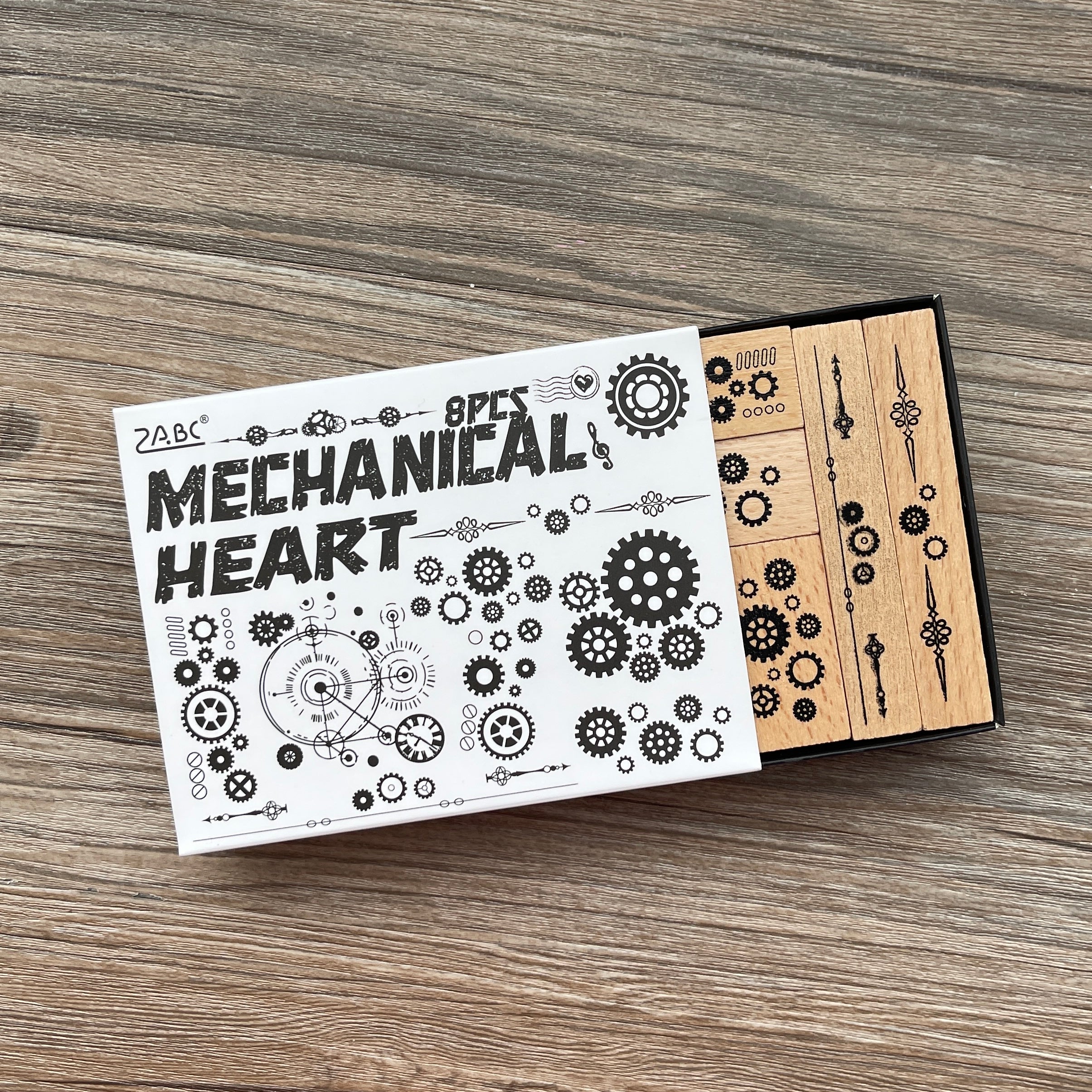 0704 Gears Wooden Stamp Set