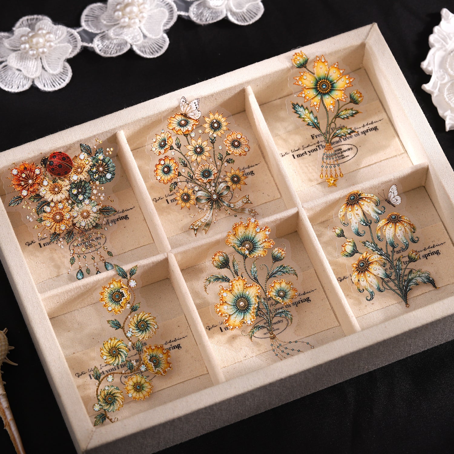 Flower PET Stickers -16Pcs each pack