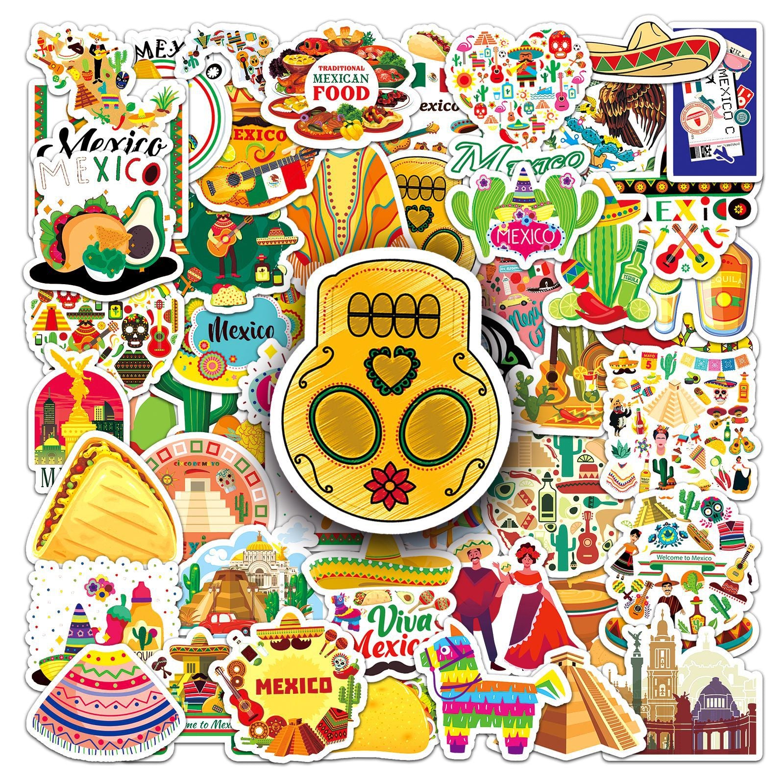 0617 50 Mexico Stickers solid with white border