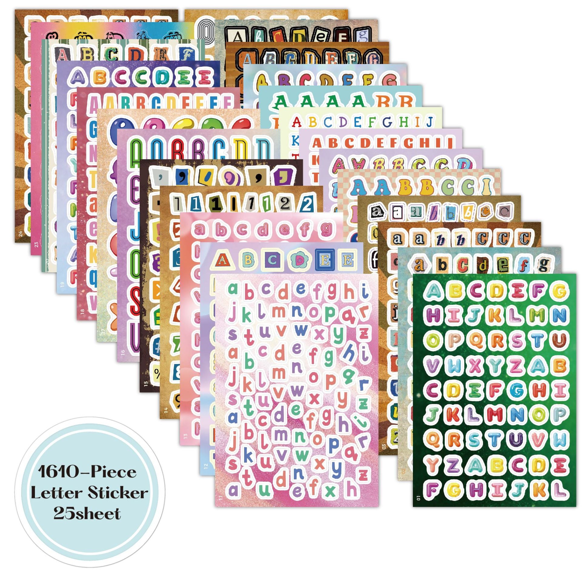 Vintage Alphabet Sticker Book -25Pcs each pack