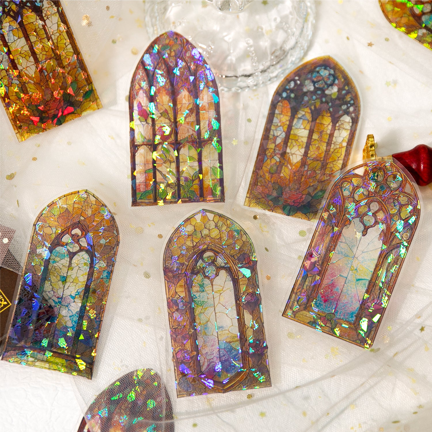 0523 Flower Window Narrative PET Sticker -10Pcs each pack