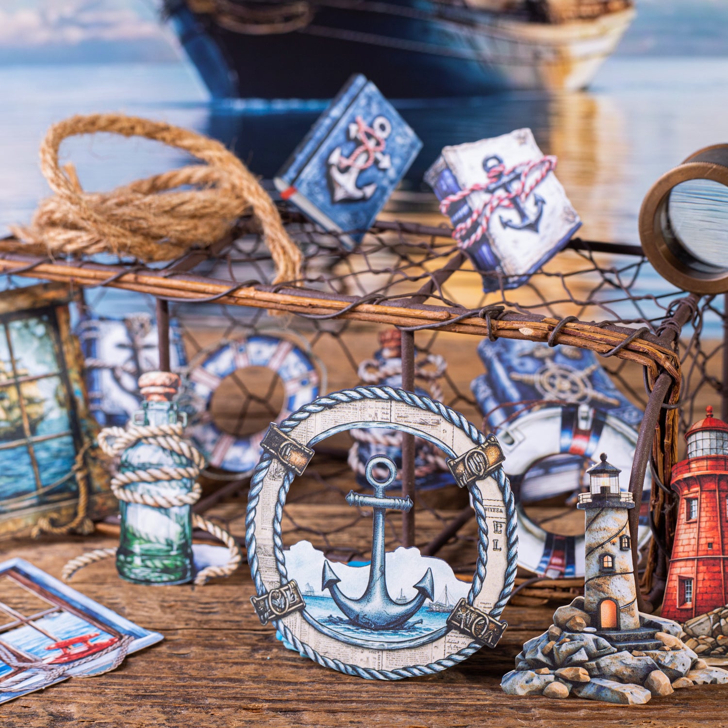 0708 Sailing time cardstock sticker -10Pcs each pack