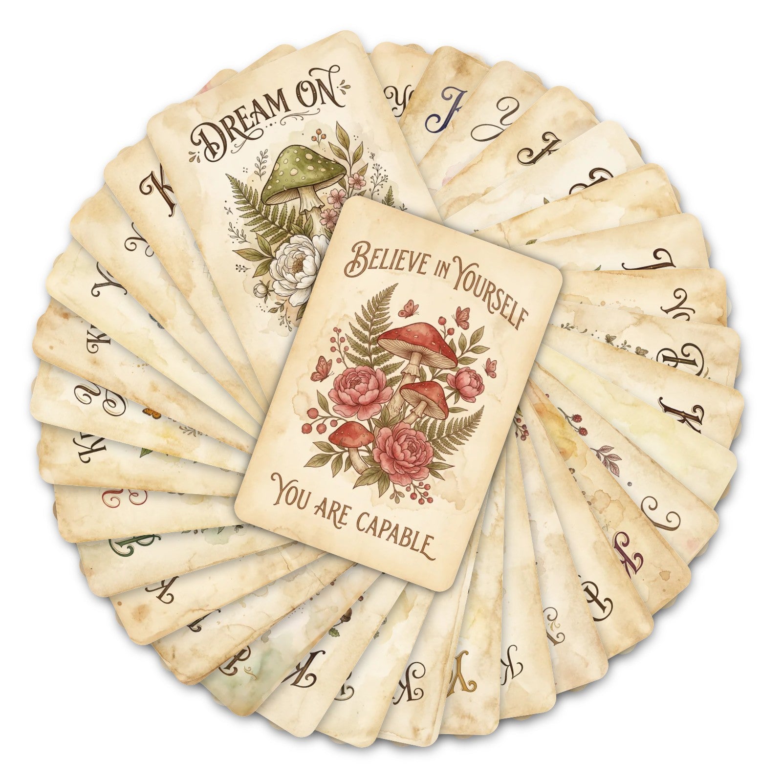 Mushrooms & Flowers Cardstock 36pcs (2.36 × 3.5 inch)