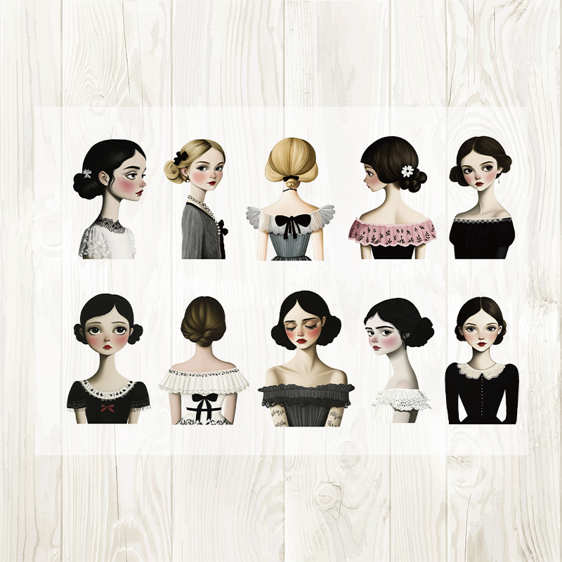A4 Dolls and Wings matte PET pre-cut large sticker 1 pack 2 sheets