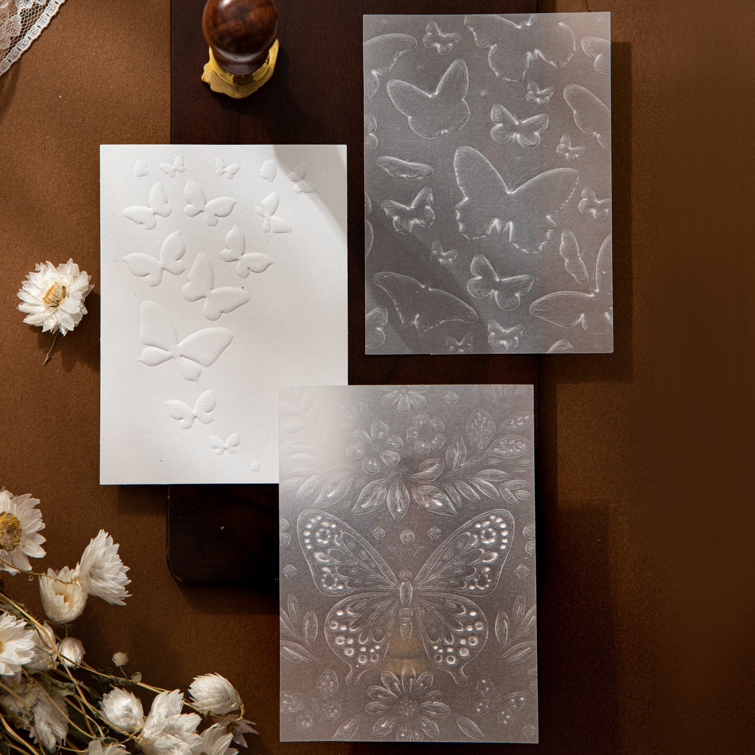 Misty White Blossoms Sulfuric & Solid paper -10Pcs each pack
