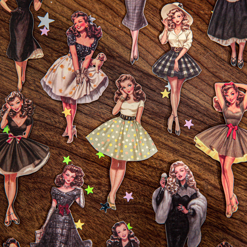 Vintage beauty Solid sticker -25Pcs each pack