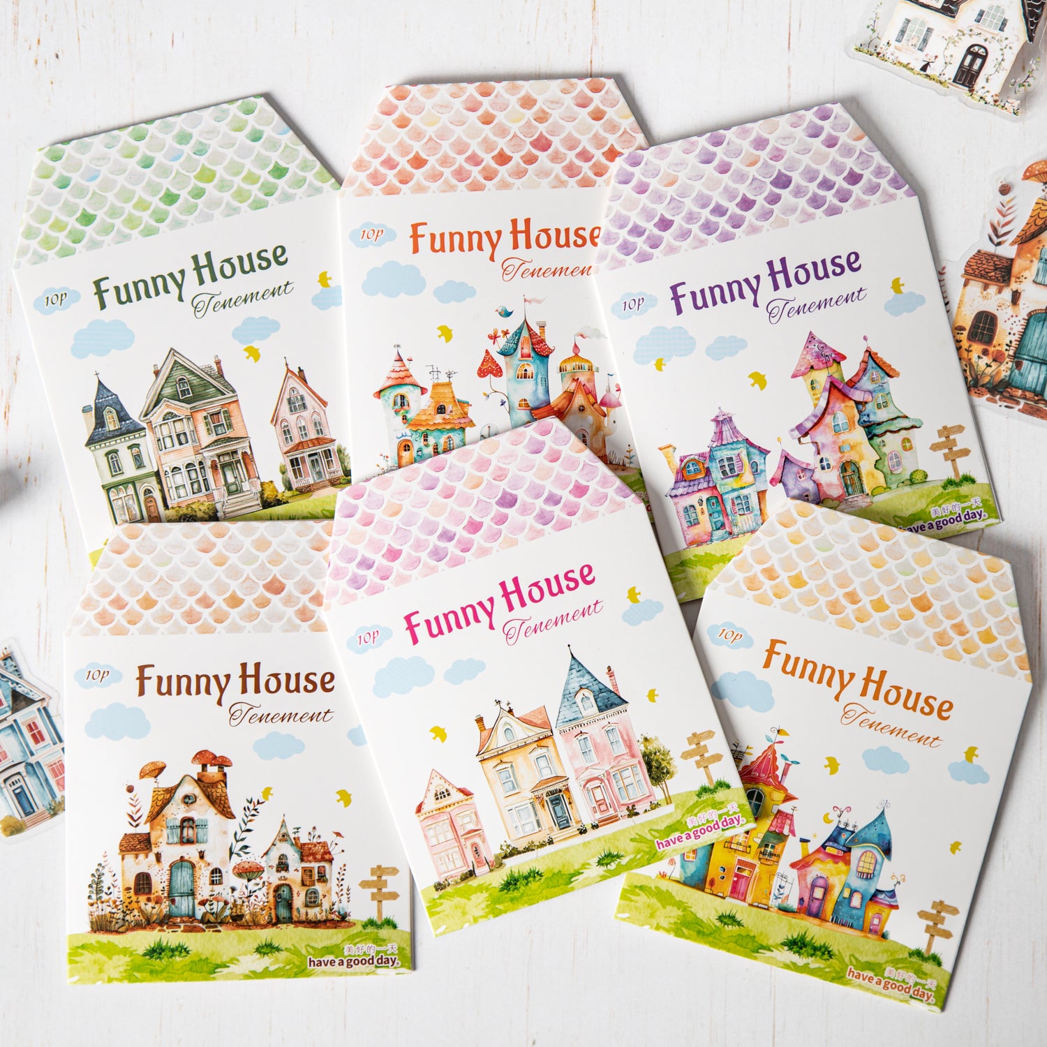 0409 Funny House Series PET Sticker -10Pcs each pack