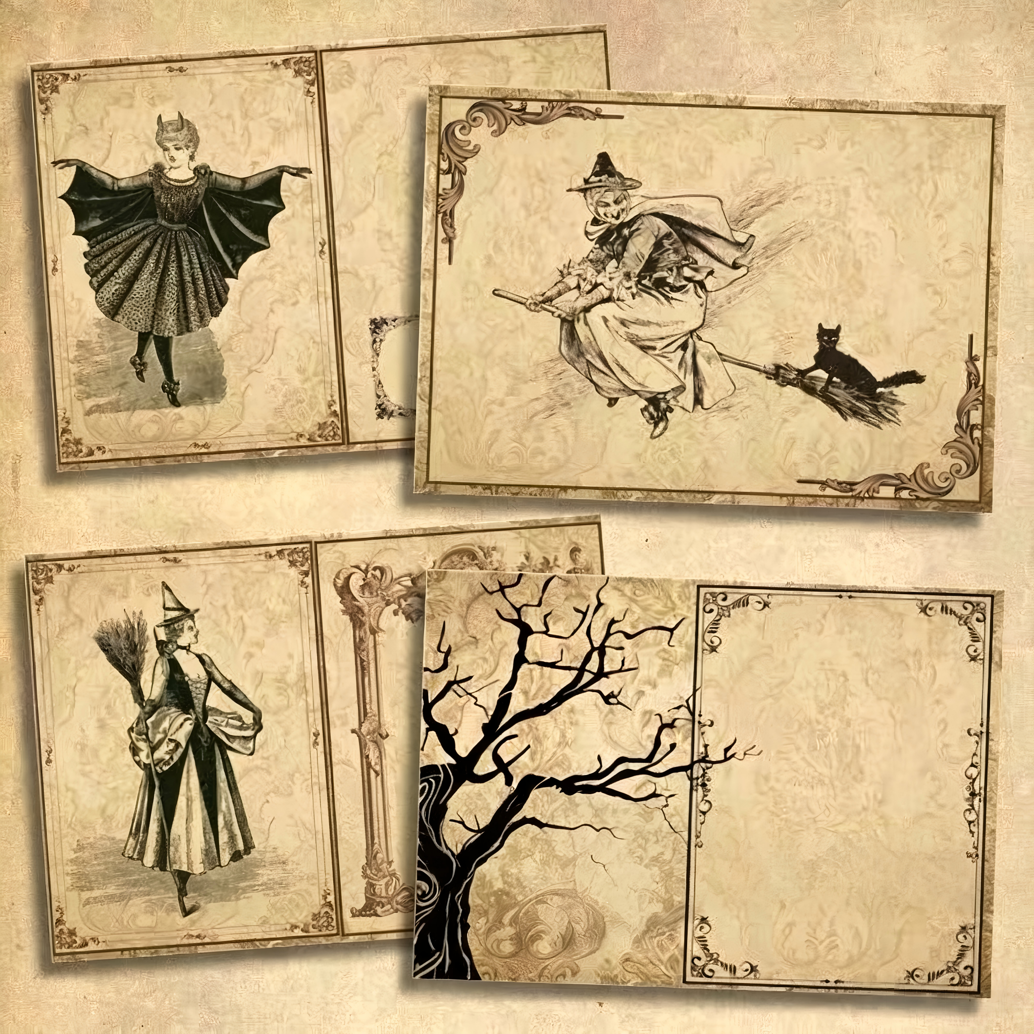 A4 size Vintage Gothic Witch Style paper 12 pcs