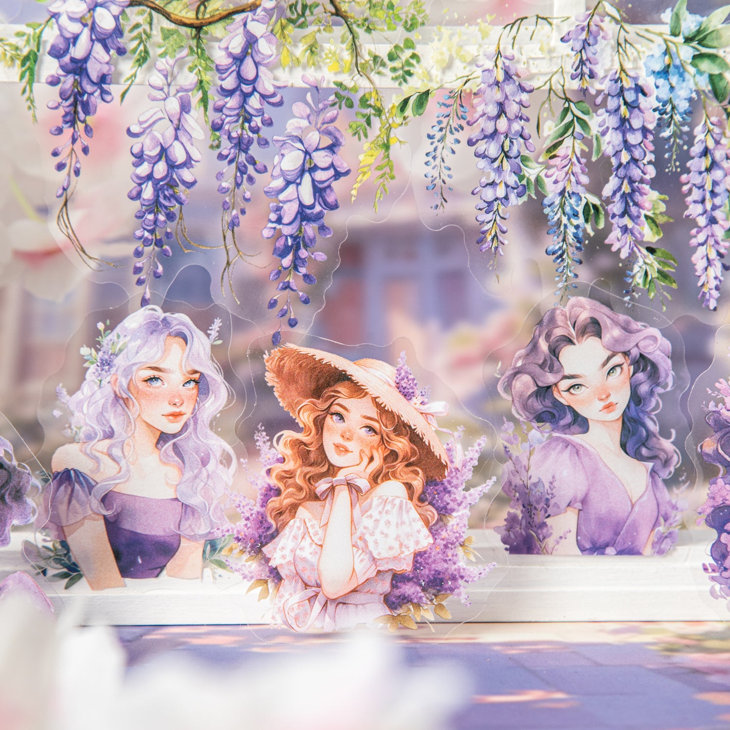 0630 Flowers and girls PET sticker -15Pcs each pack