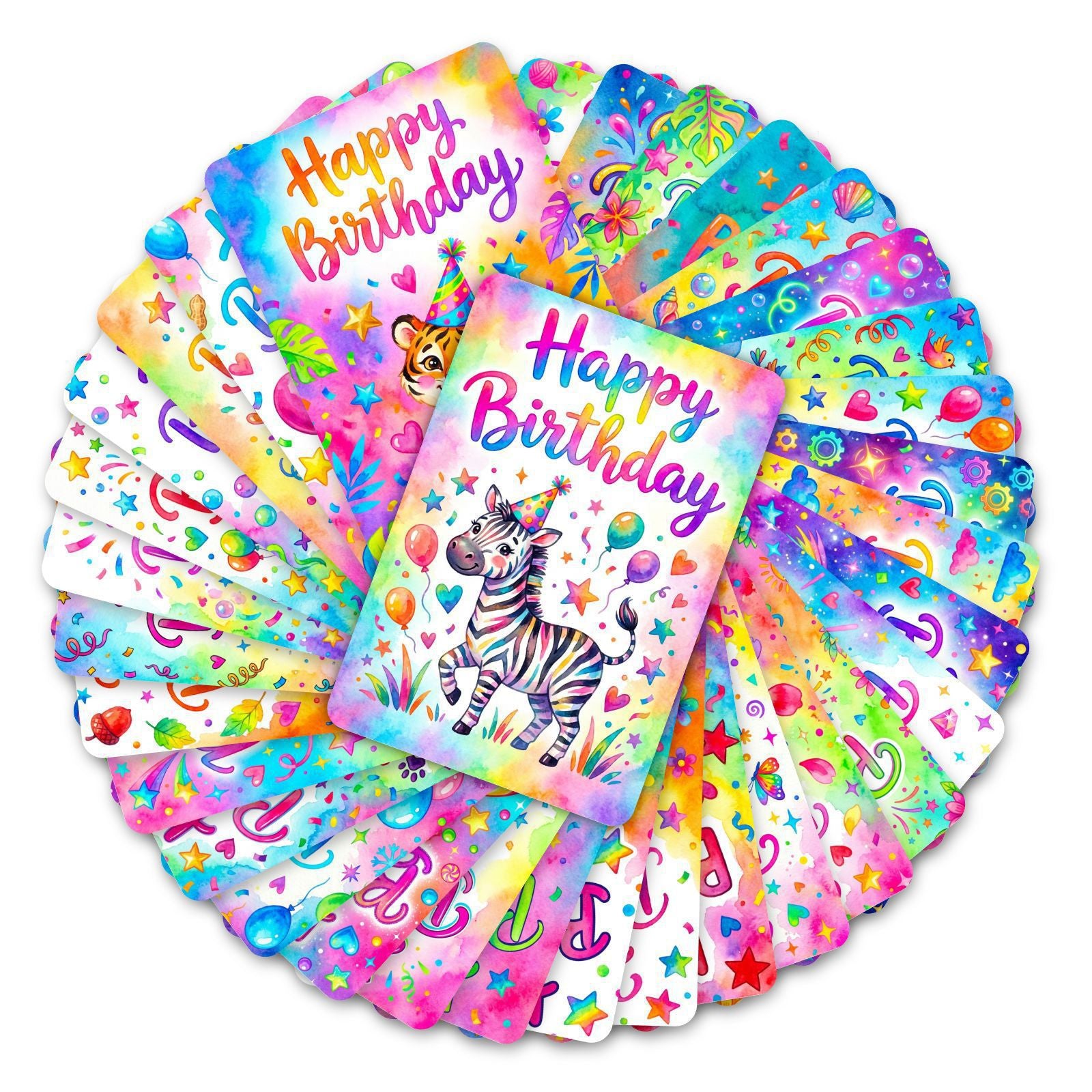 Happy Birthday Animal Style Cardstock 36pcs (2.36 × 3.5 inch)