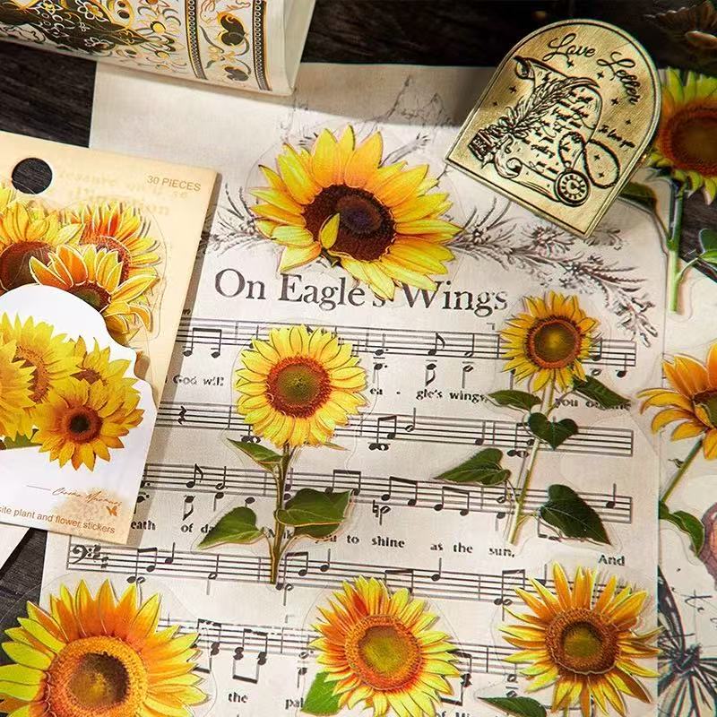 0621 Flower plant PET Sticker -30Pcs each pack