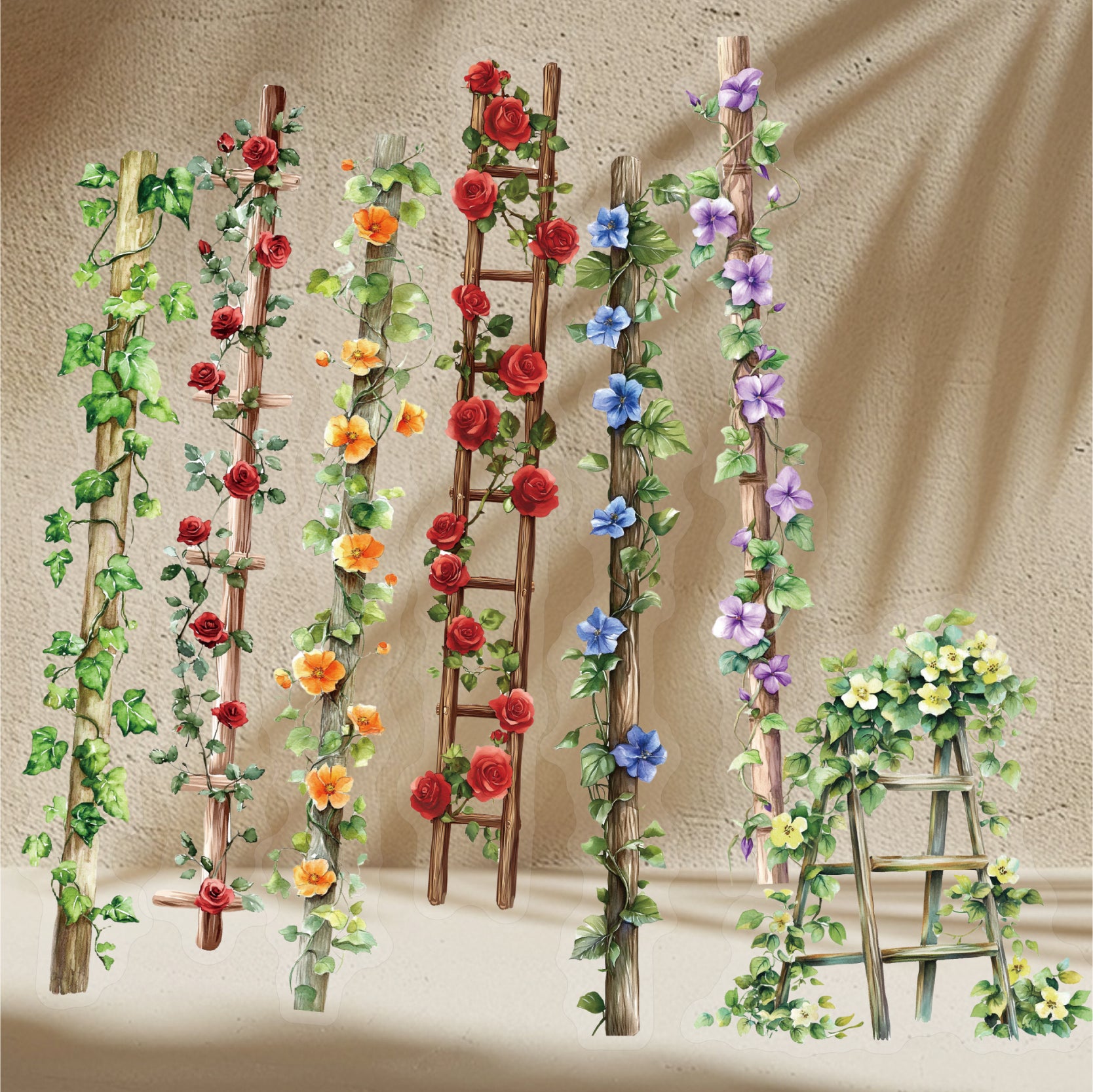 0611 Flower ladder PET sticker -20Pcs each pack