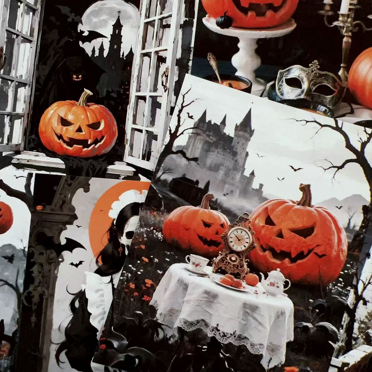 1004 A4 size Dark Gothic Halloween Style Paper 2 pcs