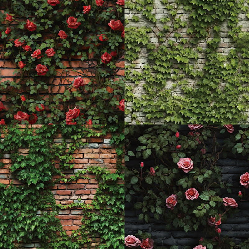 0704 Roses on wall Background Paper 21019A -24Pcs each pack