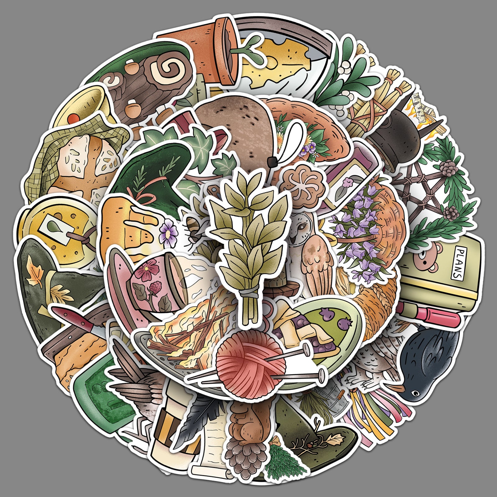 0616 50 Forest magic Stickers solid with white border