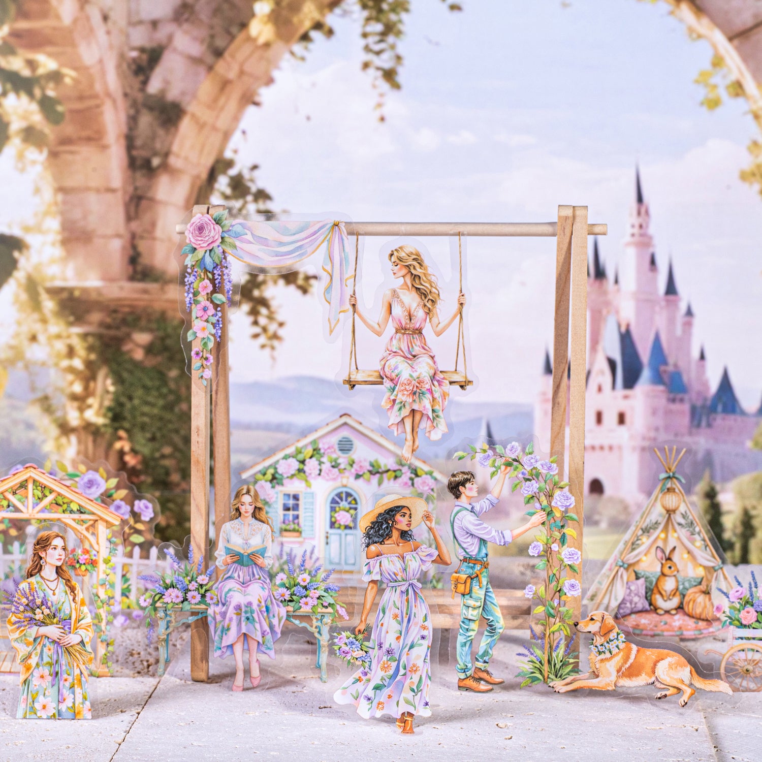 0731 Romantic rural life PET Sticker -15Pcs each pack