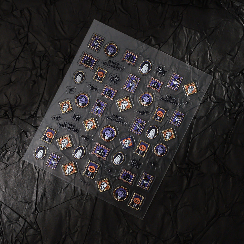 0813 M186- Photo frames halloween Embossed Mini sticker 1 Pcs