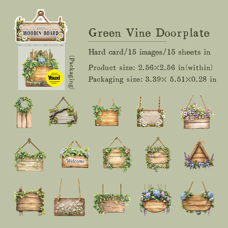 Garden wooden sign cardstock sticker -15Pcs each pack