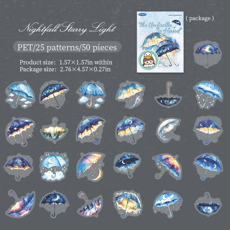 Umbrella PET Sticker -50Pcs each pack