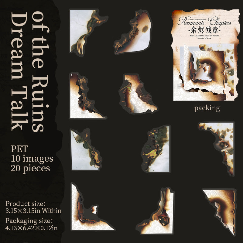 Burnt remains of paperk PET sticker -20Pcs each pack