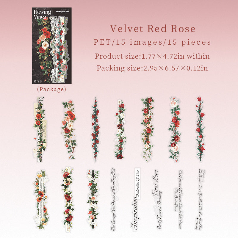Flowering Vines PET sticker -15Pcs each pack