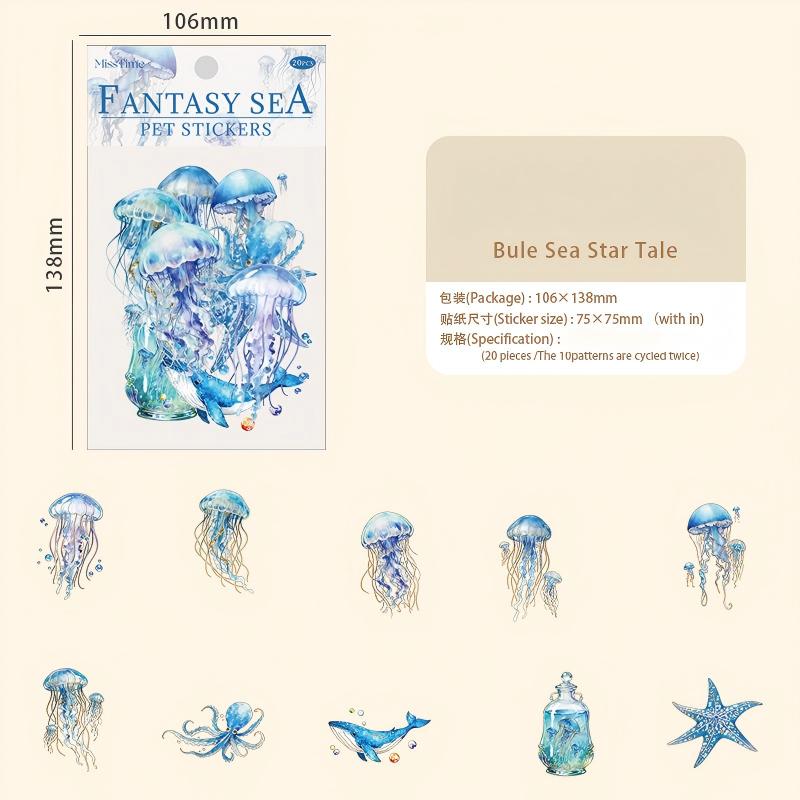 Fantasy ocean sticker -20Pcs each pack