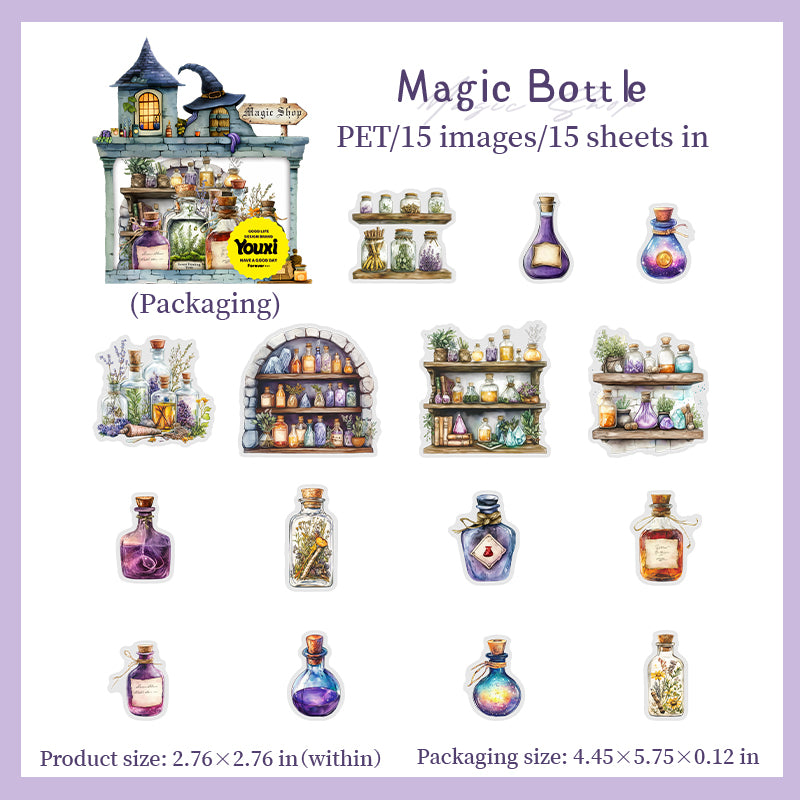 Magic medicine shop PET sticker -15Pcs each pack