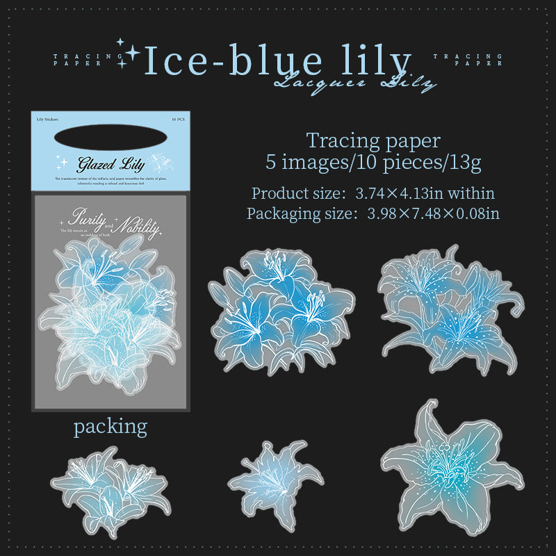 Glazed Lily vellum paper Sticker -10Pcs each pack