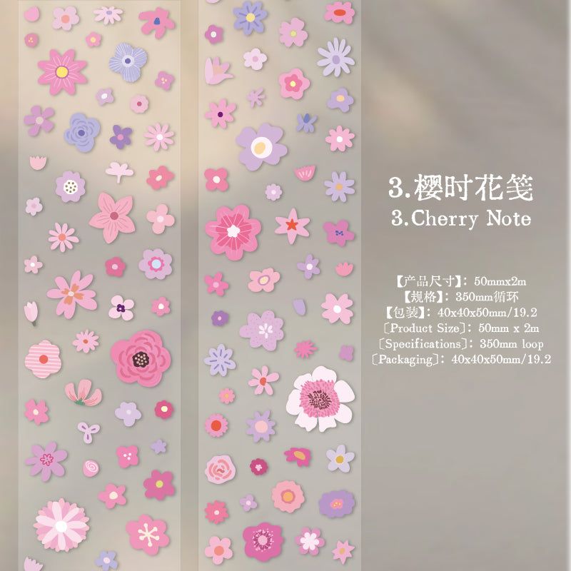 Glazed Floral Vellum paper Tape (5cm x 2m)