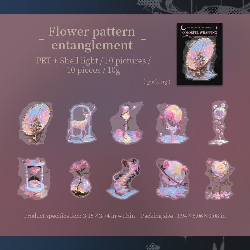 0914 Light in the forest PET Sticker -10Pcs each pack
