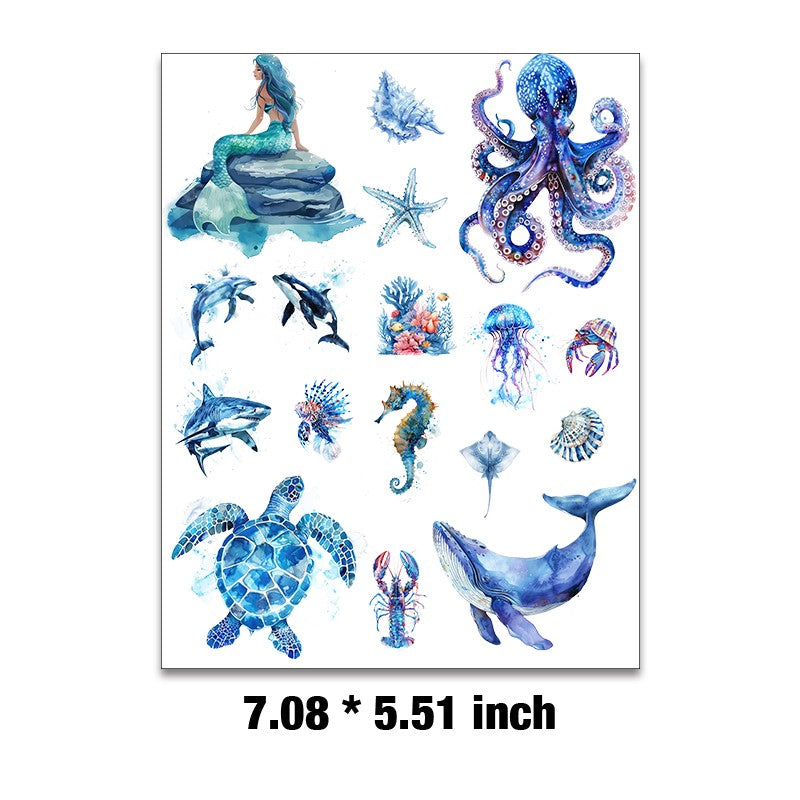 E-34- Sea animals collection Embossed sticker 1 Pcs